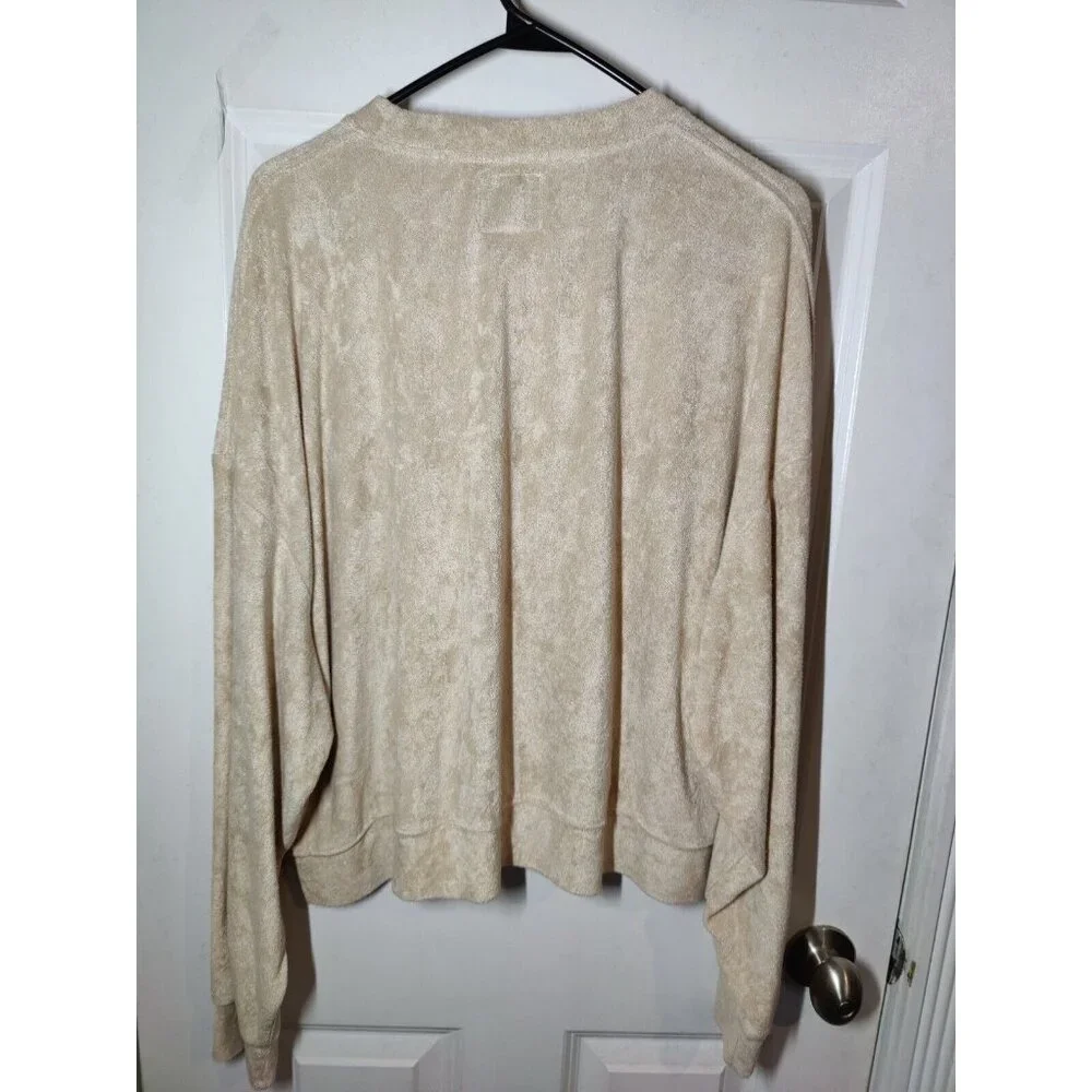 Allfenix Terry Towel Oatmeal‎ Pullover Casual Sweater Dolman Sleeve L NWT